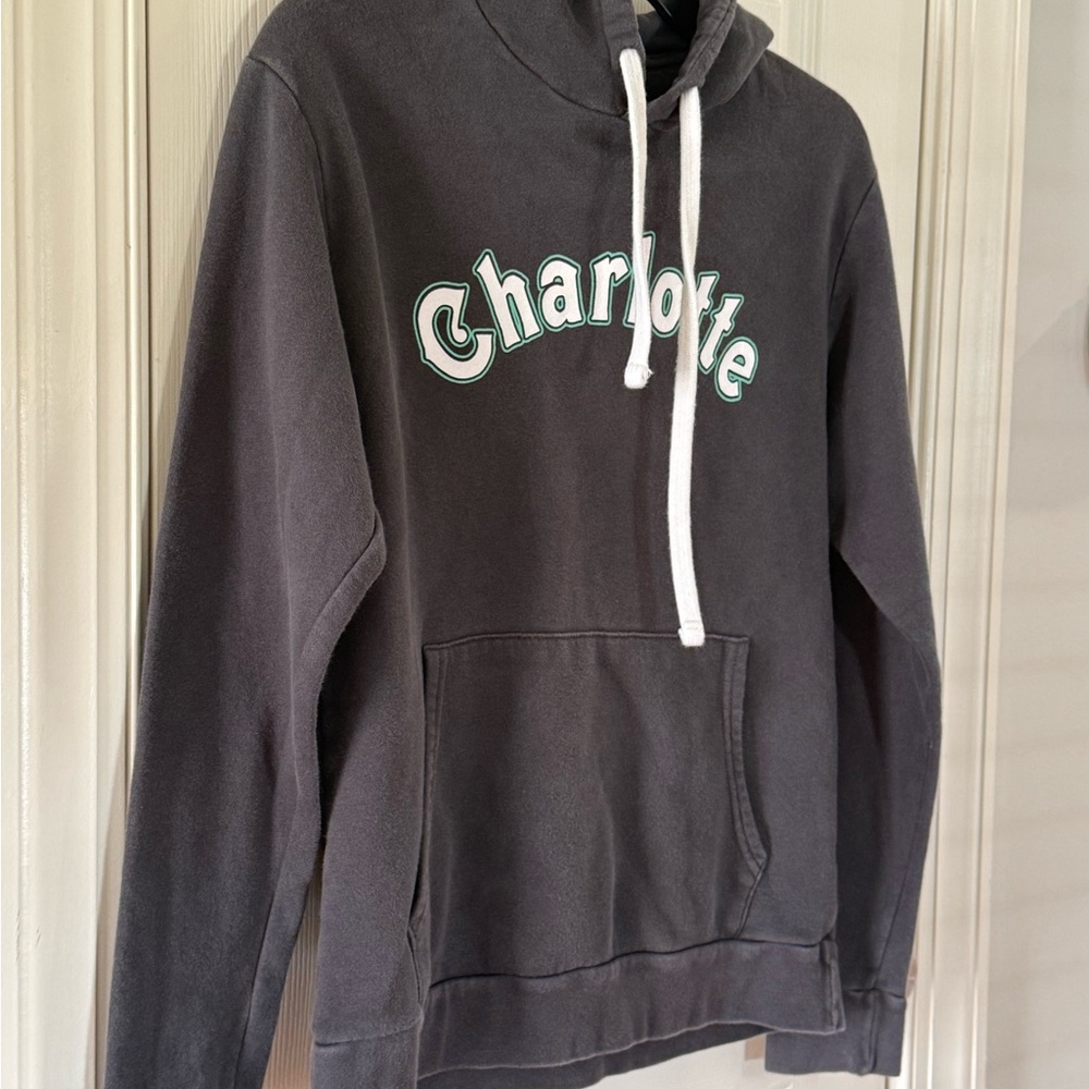 Charlotte Graphic Hoodie Gray Pullover Women’s Small Cozy Sweatshirt